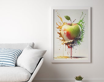 Abstract Painting Printable Gallery Wall Decor, Contemporary Abstract Art Downloadable Prints, Modern Abstract Printable Art - Apple