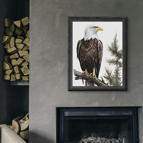 American Bald Eagle Digital Wall Art | Nature Digital Print | Wall Art | Nature Home Decor | Office Decor