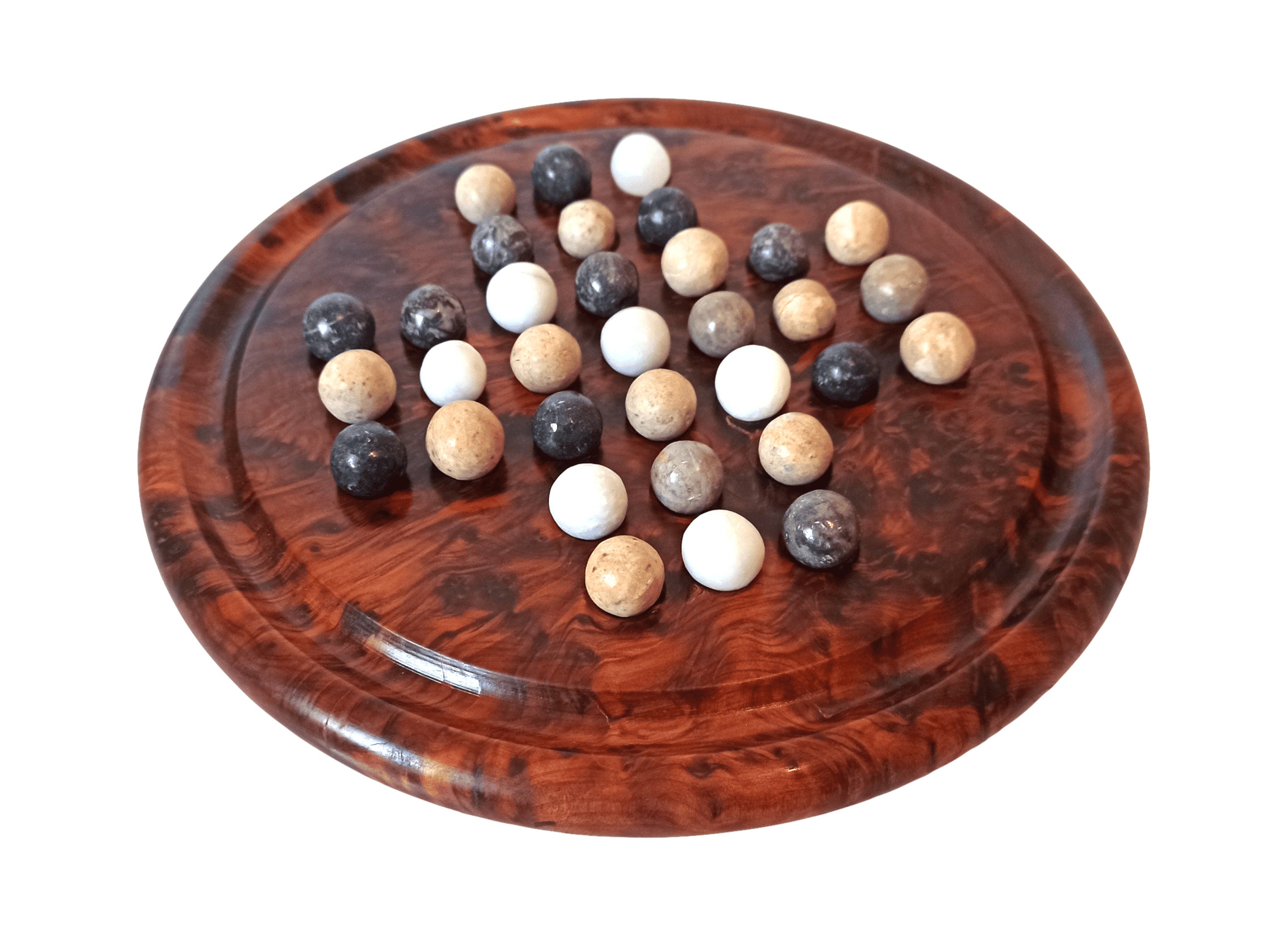 Wooden Marble Solitaire Board Game,Jumping Marbles Peg Solitaire,with  Storage Box Function and Marbles，Solitaire Chess for Adults and  Children，Family