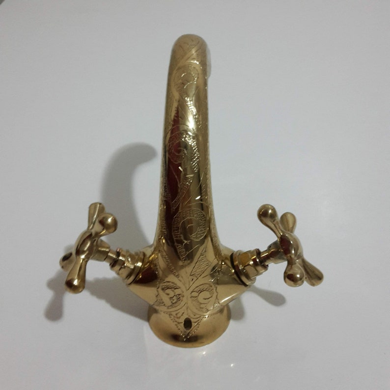 Bathroom Faucet,Hand Engraved Moroccan Brass Gold Colour Faucet Tap,Kitchen Faucet
