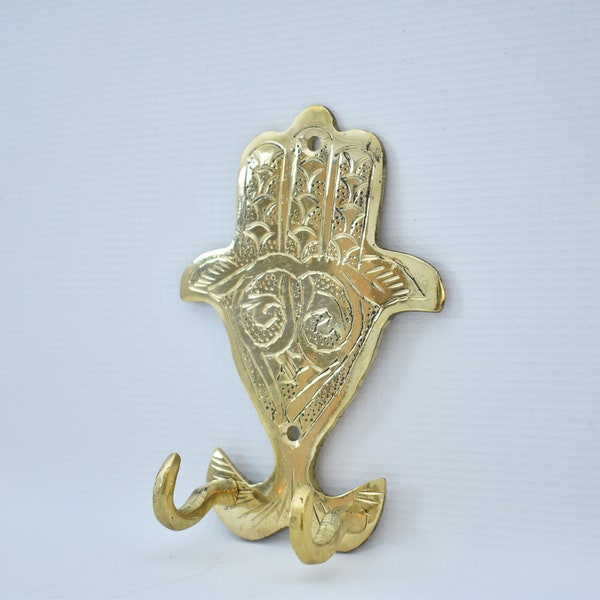 Hamsa Hook,Moroccan Style Solid Brass Hook, Vintage Style Brass Hook,Strong Wall Mount Coat Hat Hook