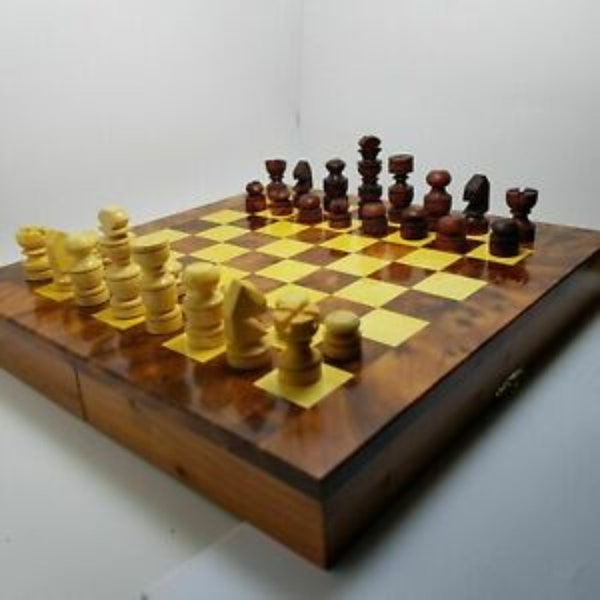 Moroccan Thuya Wood Box with Chess Set Game 20 Cm +Gift,Moroccan Handmade thuya wood chessboard,Chreistmas Gift