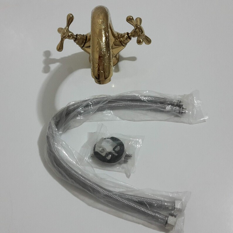 Bathroom Faucet,Hand Engraved Moroccan Brass Gold Colour Faucet Tap,Kitchen Faucet
