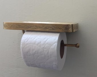 Solid Brass Toilet Paper Holder With Shelf,Handmade Morocco Bathroom Accessories