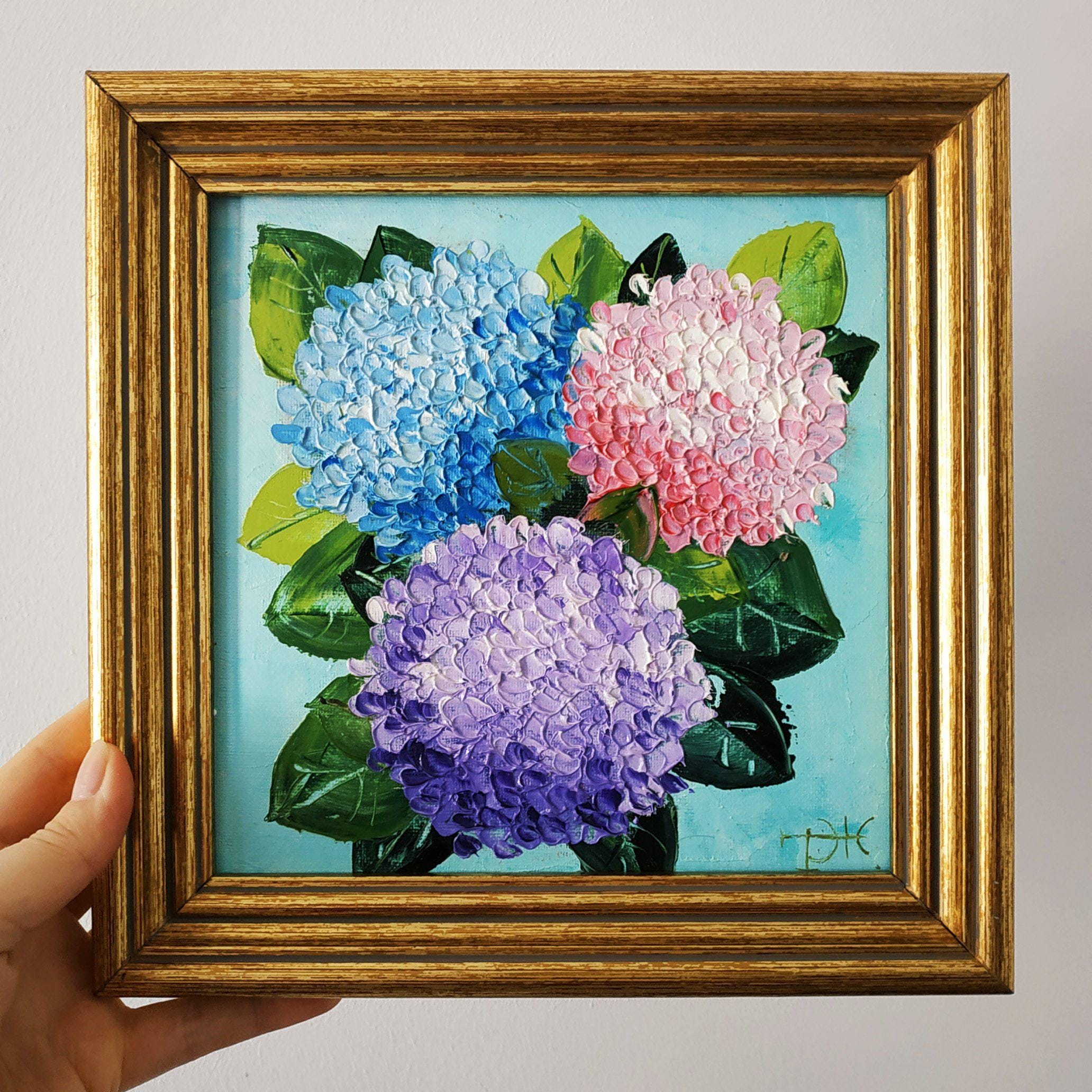 油絵 絵画 【Hydrangea】 original oil painting Hydrangea colorful flowers artwork