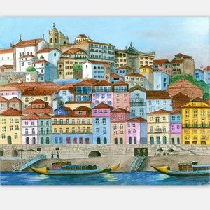 Porto Painting Portugal Art Сityscape Painting Print from Original Work