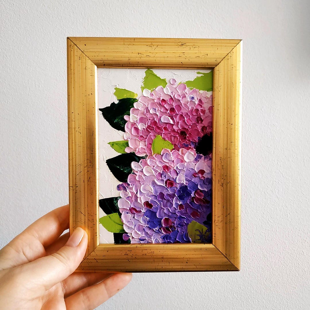 Hydrangea Painting Impasto Oil Painting Floral Art Original Small Art ...