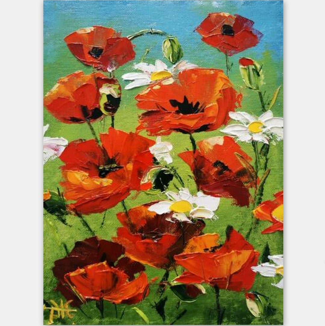 Poppies Painting California Poppy Painting Floral Wall Art Impasto Oil ...