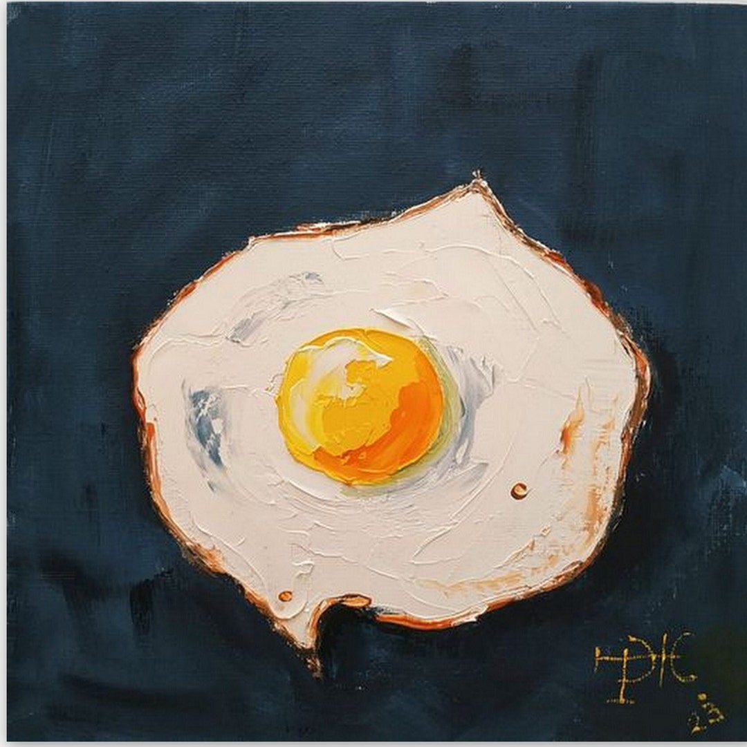 Fried Egg Original Painting Still Life Egg Art Kitchen Art Etsy