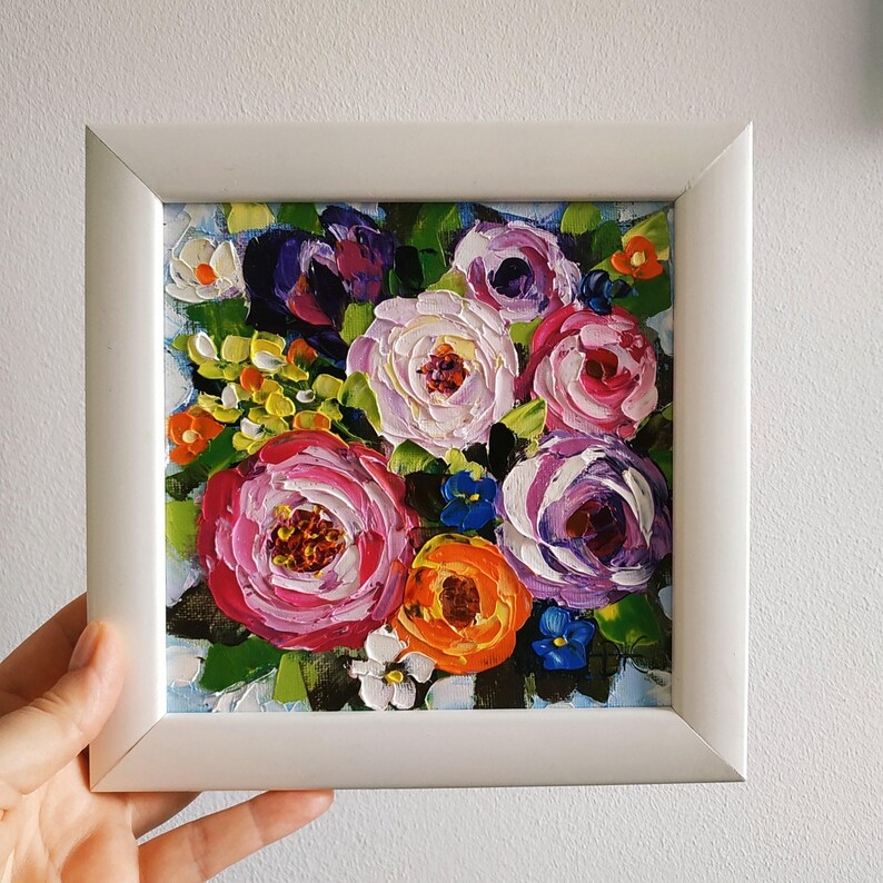 Peonies Painting Pink Peony Wall Art Impasto Oil Painting Floral Art