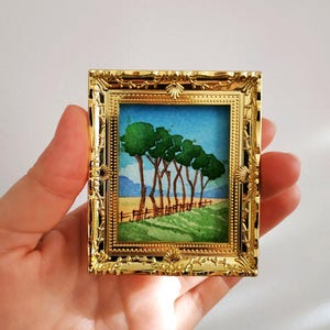 Tiny Painting Toscana Art Miniatura Acquerello Arte Originale Incorniciata 1.9x1.6