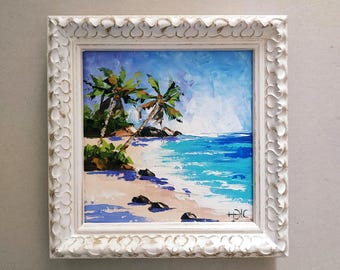 ORIGINAL Oil Painting. Hawaii Beach Painting. Kaaawa Beach