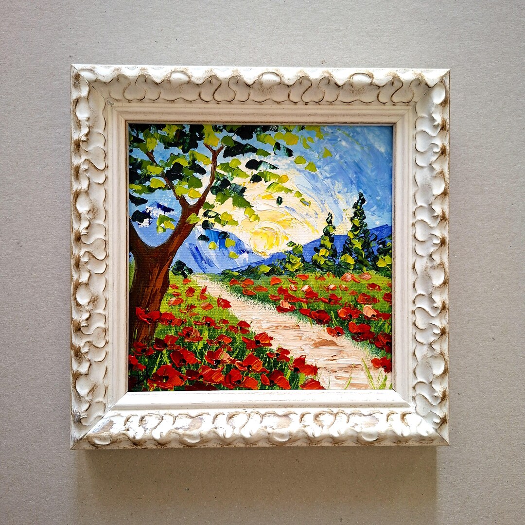 Tuscany Original Painting Poppy Fine Art Flowering Meadow Impasto Oil ...