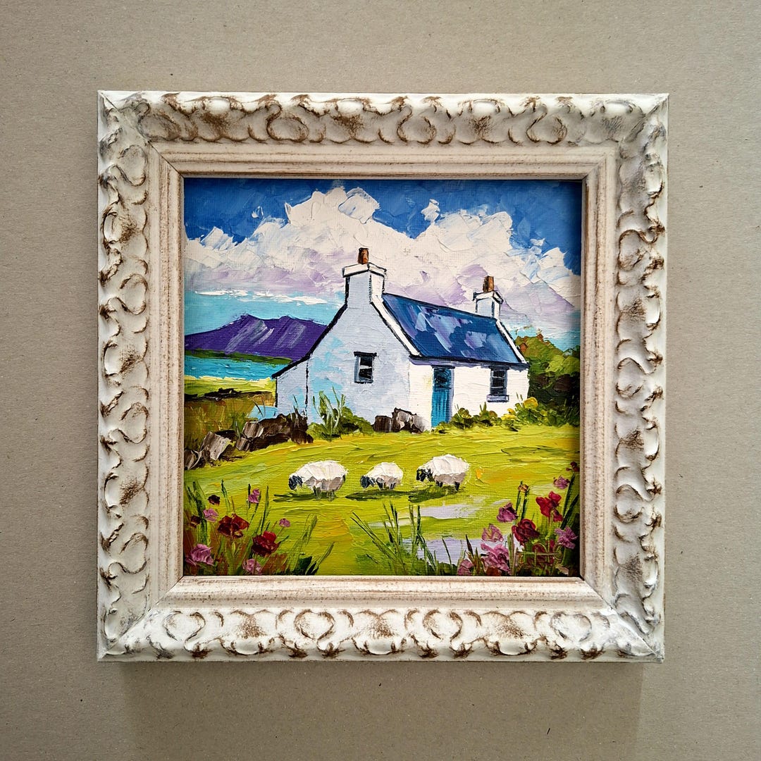 Irish Cottage Impasto Oil Painting Sheep Original Art Irish Landscape ...