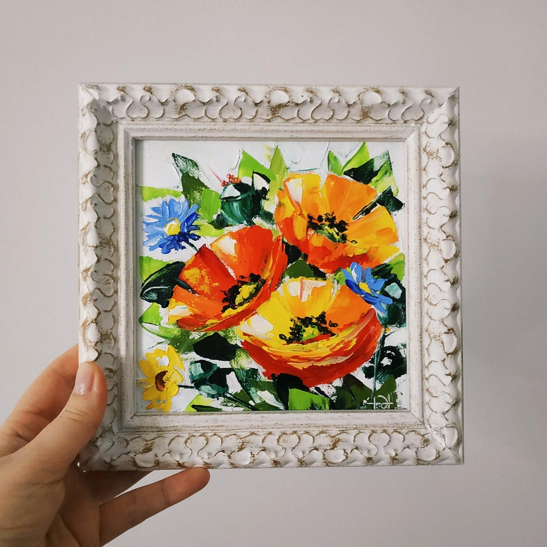 California Poppies Original Painting Poppy Floral Wall Art Impasto Oil ...