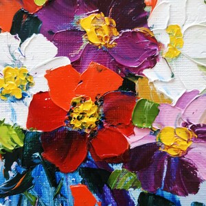 Poppy Painting Daisy Original Art Impasto Oil Painting Small Artwork 3D ...