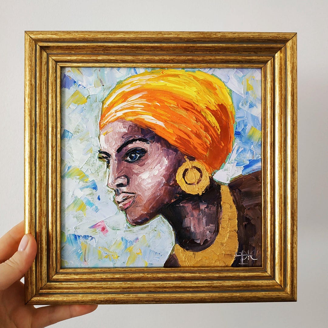 African Queen Original Oil Painting Portrait of a Woman African ...