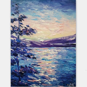 Peinture originale Sequoia de Lake Tahoe randonnée empâtement peinture à l'huile art 3D 9 x 7 pouces