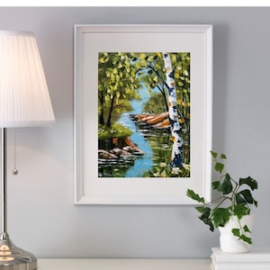 Bouleau très original peinture Vermont Wall Art paysage empâtement peinture à l'huile 3D Art 10 par 20 cm