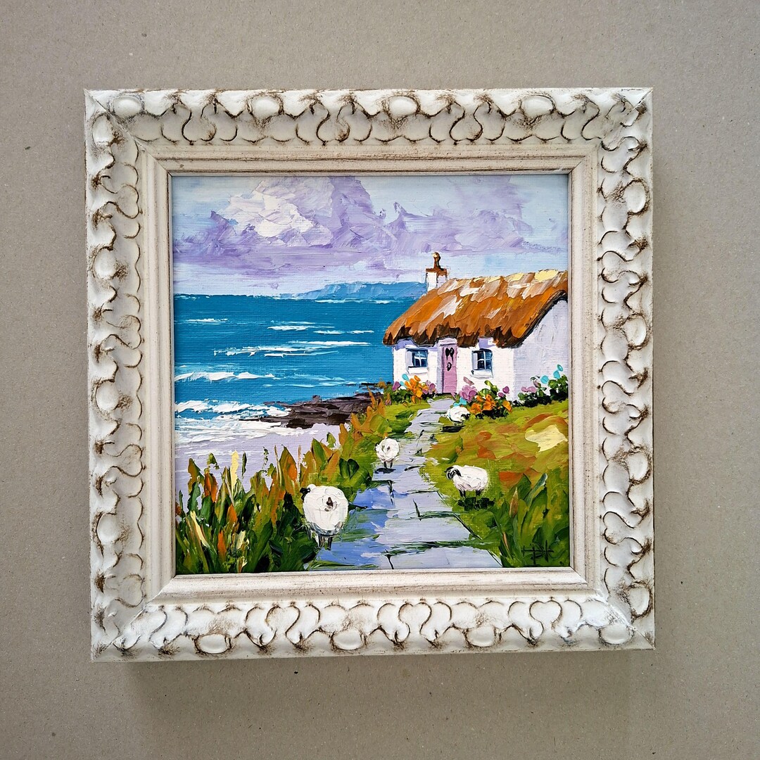Irish Cottage Impasto Oil Painting Sheep Original Art Irish Landscape ...