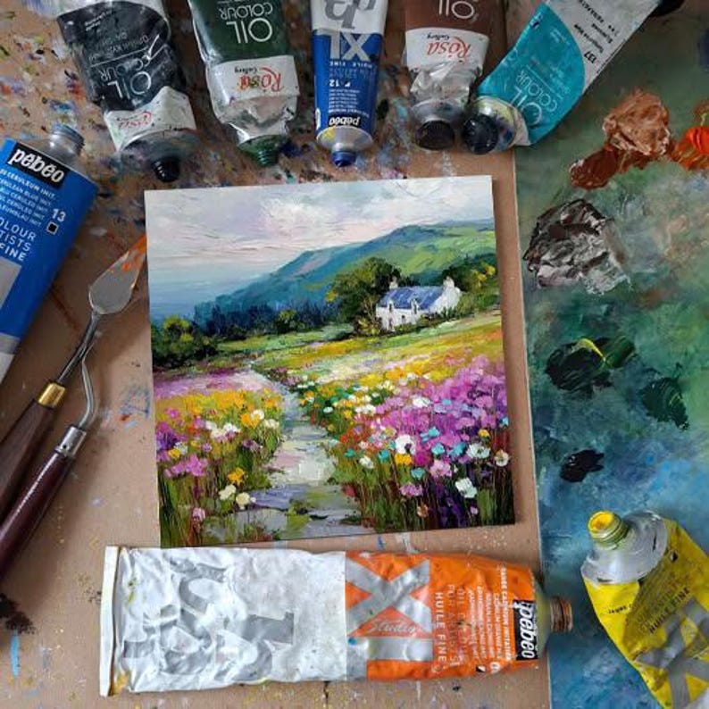 Ireland Original Painting Irish Cottage Oil Painting Impasto 3D Art ...