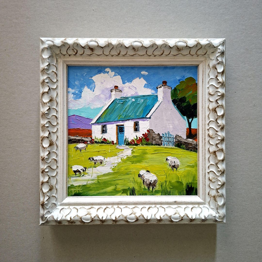 Irish Cottage Impasto Oil Painting Sheep Original Art Irish Landscape ...