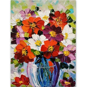 Poppy Painting Daisy Original Art Impasto Oil Painting Small Artwork 3D ...