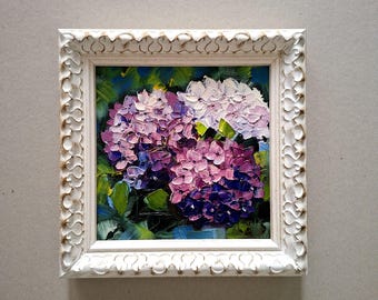 アジサイのオリジナル彫刻絵画 3D花の絵画 3Dアジサイの壁アート