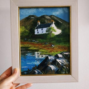 Irlande, peinture côte d'Irlande, art original, peinture à l'huile, empâtement, couteau à palette, art 3D encadré 9 x 7 pouces