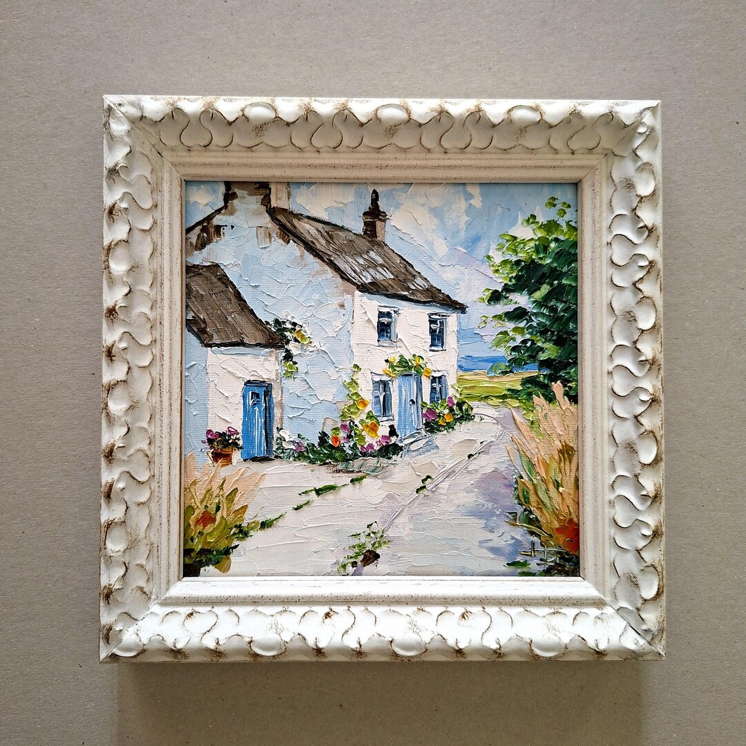 Ireland Original Oil Painting Irish Cottage Blooming Heather Impasto ...