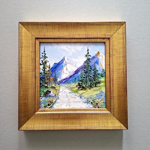Mount Rainier Original Oil Painting Impasto Landscape 3D Art Framed 6x6"