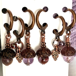 Anahata Oak, a set of six removable stitch markers for knitting and crochet.