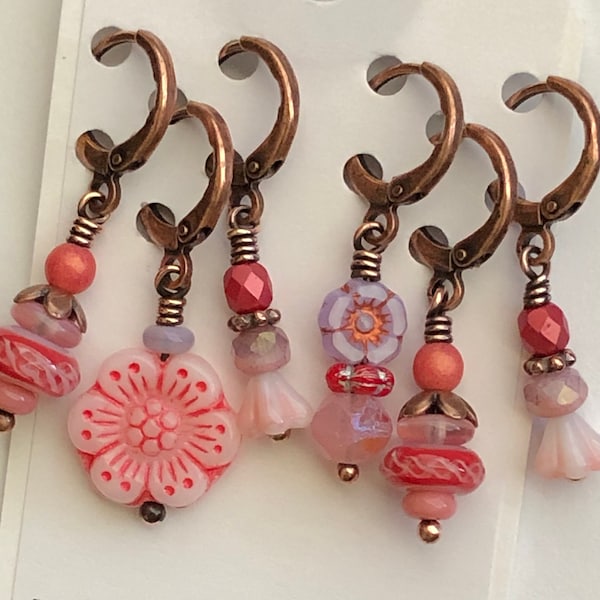 Lucy, a set of six removable stitch markers for knitting & crochet.