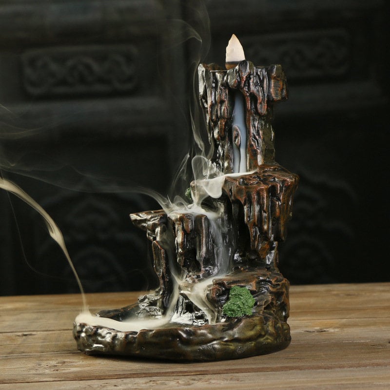 Fontaine Cascade Porte-Encens Zen Brûleur Cône Encens Céramique Pour Intérieur Fait à La Main Autel