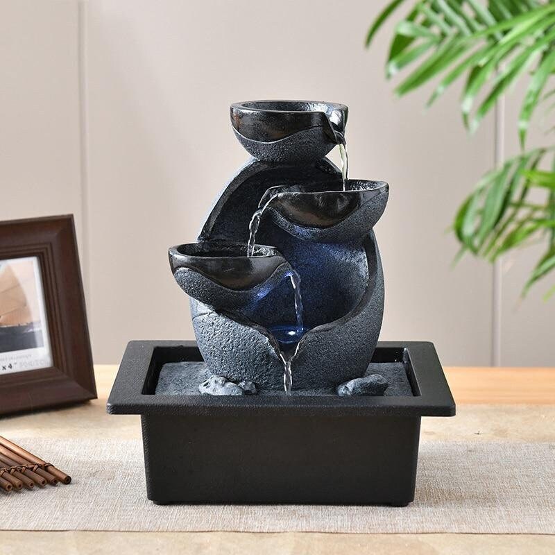 Fontaine Feng Shui Eau Zen en Résine Pour Intérieur Fait à La Main avec Cascade Relaxante Décoration