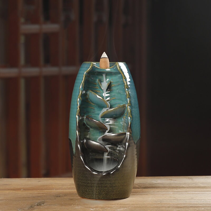 Fontaine Brûleur Cône Encens Zen en Céramique Pour Intérieur Fait à La Main/Autel Cascade Fontaine R