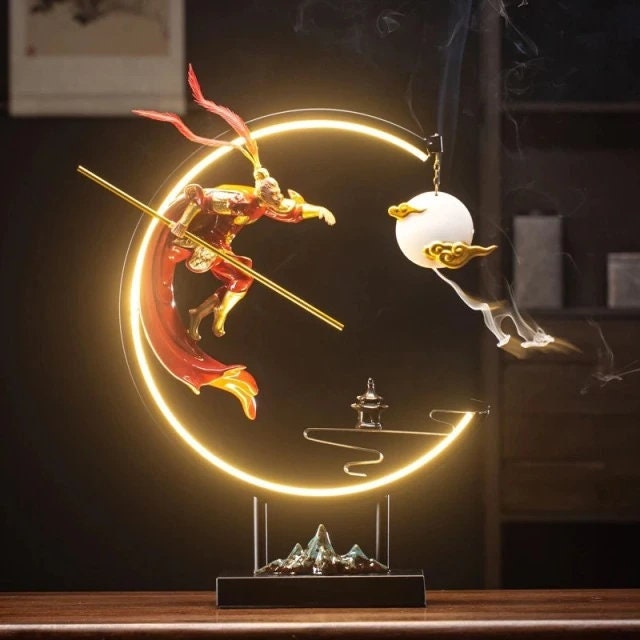 Fontaine Anneau Lampe Zen Ninja/Cône Brûleur d'encens en Céramique Pour Bureau Fait à La Main Cascad