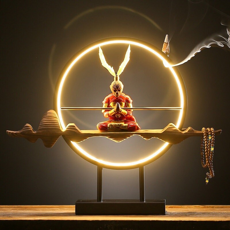 Fontaine Anneau Lampe Zen Ninja/Cône Brûleur d'encens en Céramique Pour Bureau Fait à La Main Cascad