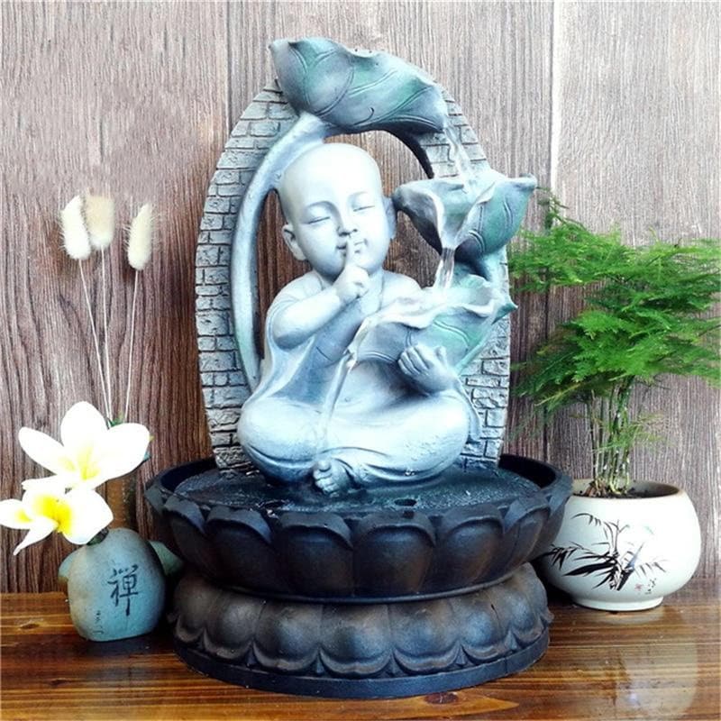 Fontaine Buddha Feng Shui Eau Zen en Résine Pour Intérieur Fait à La Main avec Cascade Relaxante Déc