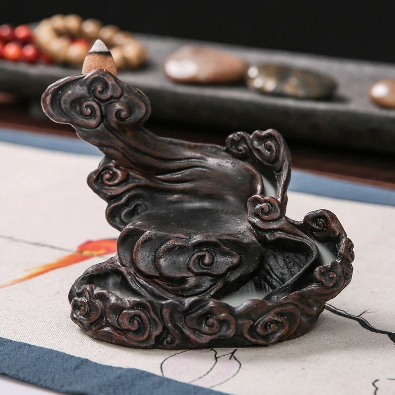 Fontaine Brûleur Cône Encens Zen en Céramique Pour Intérieur Fait à La Main/Autel Cascade Fontaine R