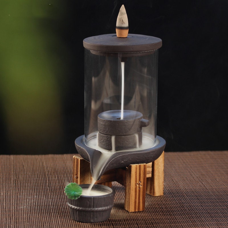 Fontaine Brûleur Cône Encens Zen en Céramique Pour Intérieur Fait à La Main/Autel Cascade Fontaine R