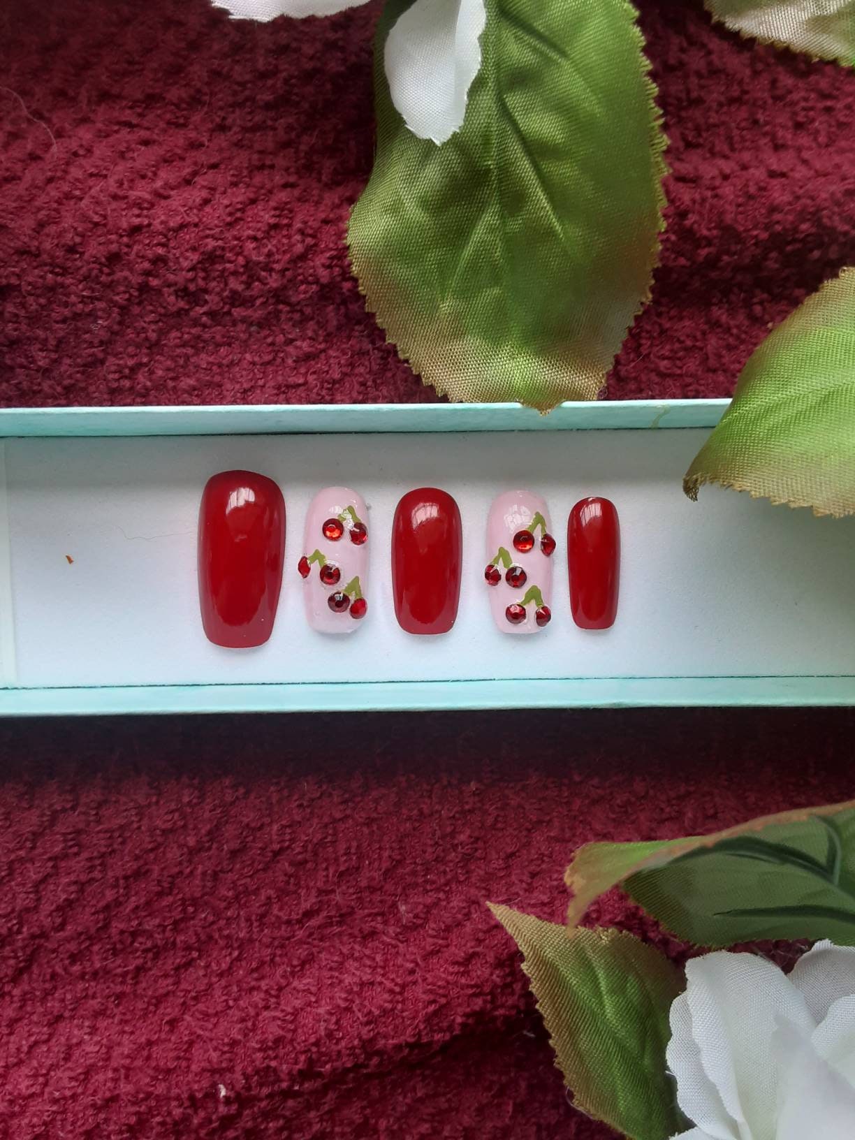 Cherry nails | Etsy