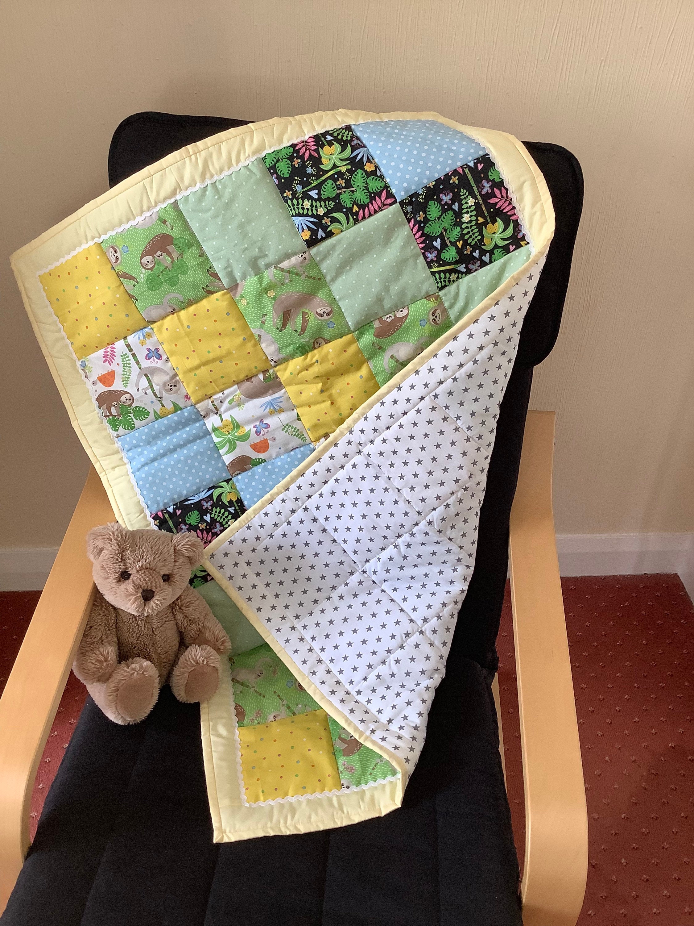 Handmade Patchwork Baby Cot Quilt or Playmat Etsy UK