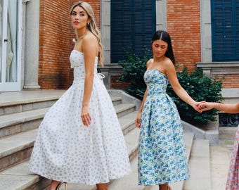 Vestido de corsé blanco hueso, Segundo vestido de recepción nupcial, Vestido blanco midi hecho a medida, Elegante atuendo de tablas
