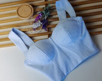light blue bustier top