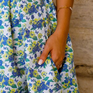 Floral jacquard cocktail dress with pockets,
Custom-made ankle-length dress