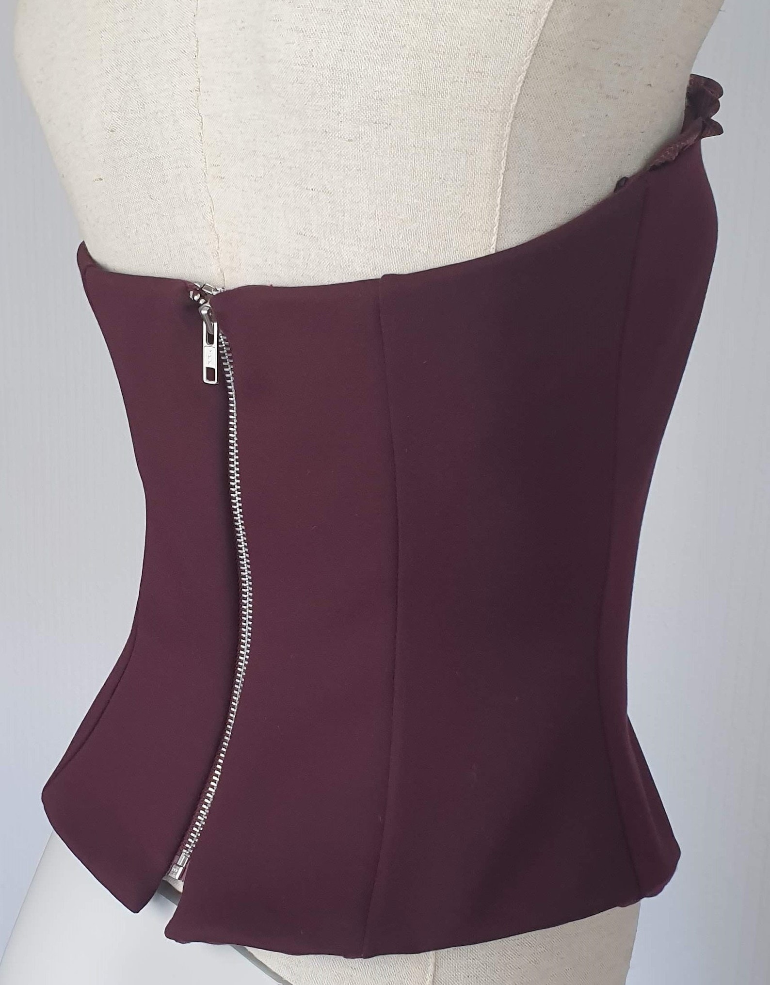 Maroon Corset Top, Burgundy Strapless Top, Corset Top, Elegant Corset
