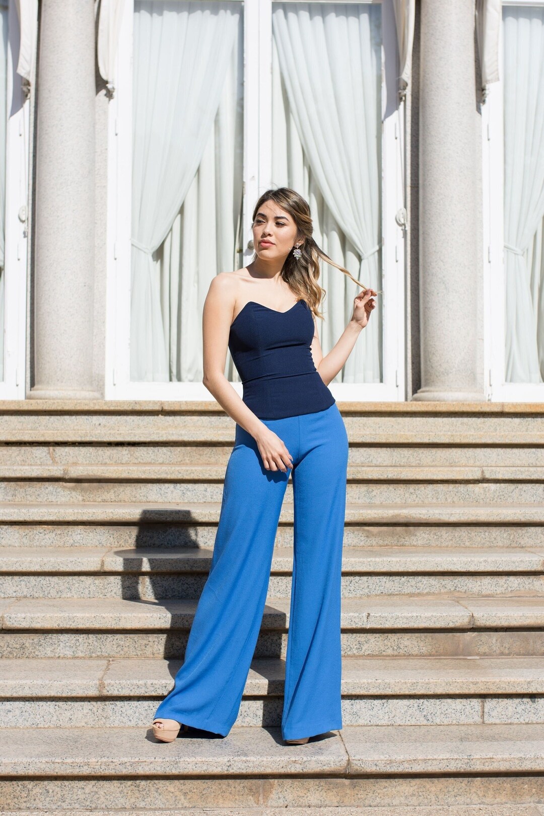 Navy Blue Corset Top/ Strapless Corset Top/ Formal Bodice Top/ Etsy