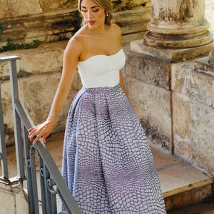 Lilac midi party dress/ Lilac party corset dress/ A-line prom dress/ Two-piece party dress/ Party dress with pocket