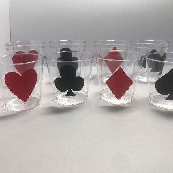 Poker party PLASTIC shot glasses, Vegas bachelorette bachelor party, Vegas game night, Casino theme party decor, Gifts for bachelor party